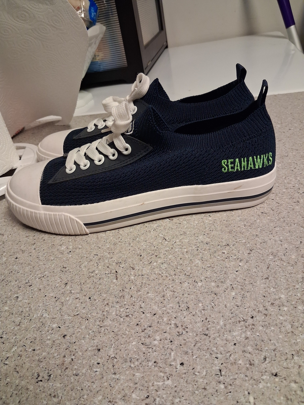 Seahawks Knit Low-Top Sneakers - Navy/White